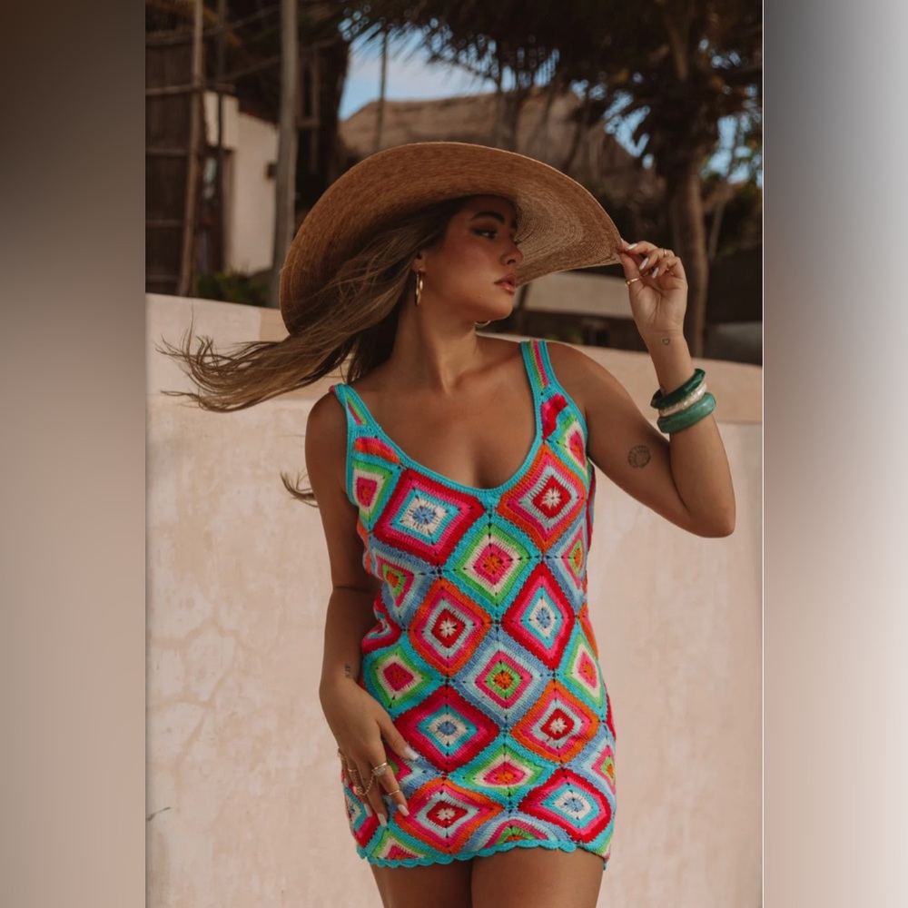 Libra Coverup Dress ~ Multi Square Crochet - Show Me Your Mumu